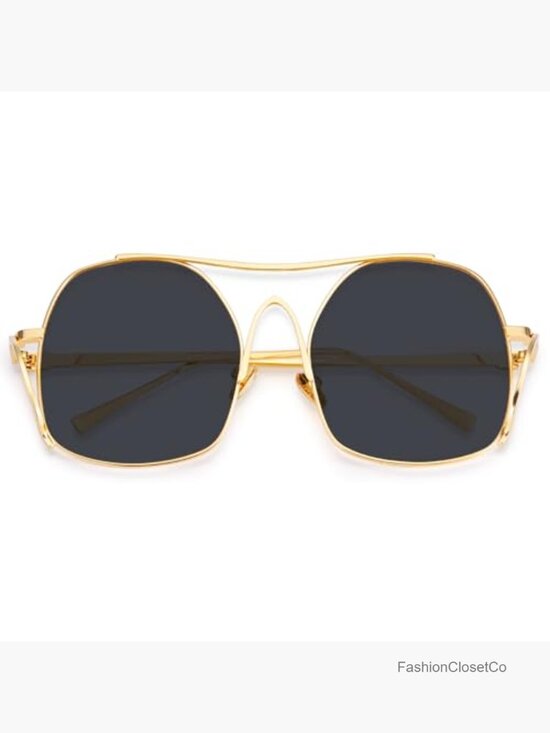 Oversized Aviator Sunglasses Metal Frame Square Punk Retro UV400 Protection main image 5